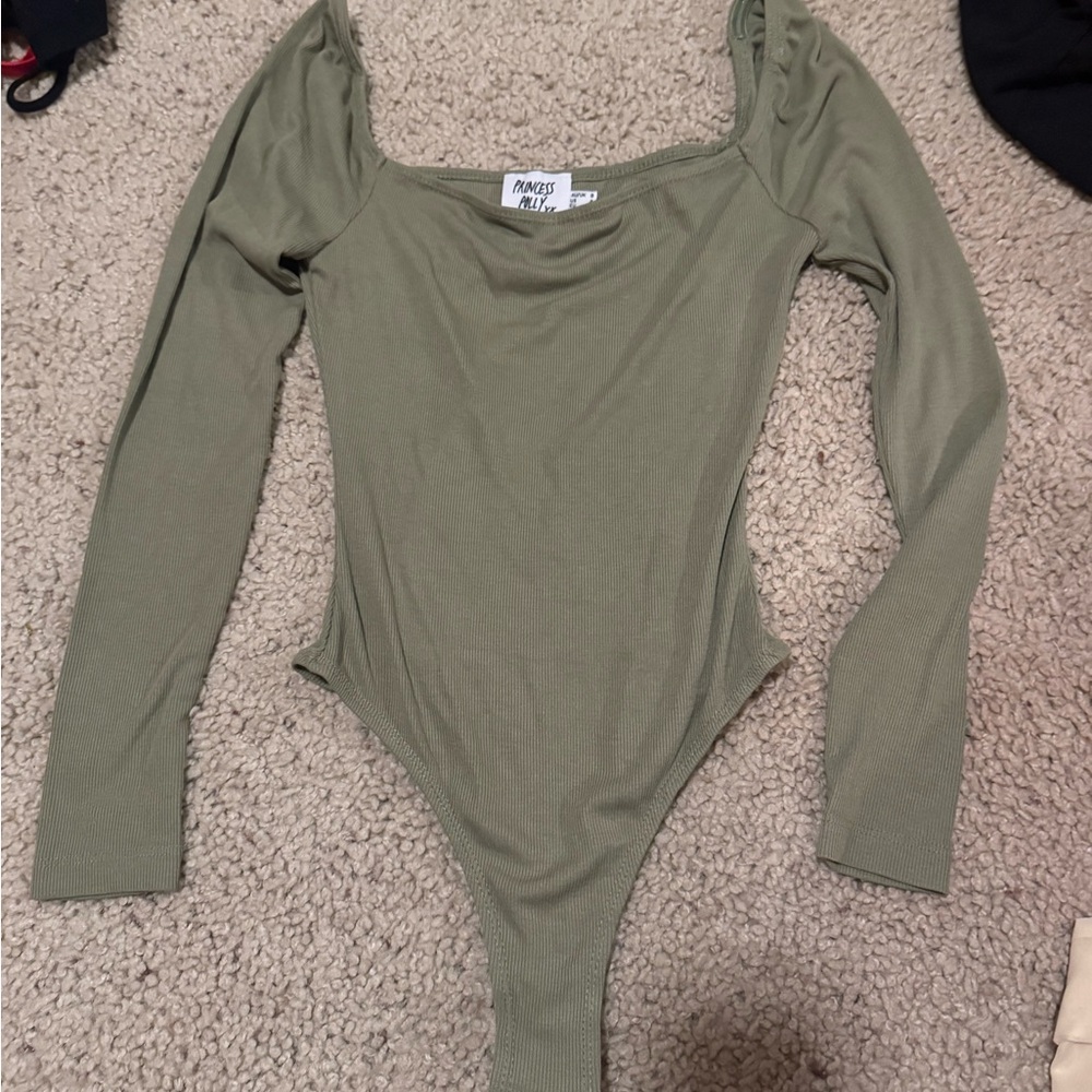 Princess Polly Olive Green Long Sleeve body suit